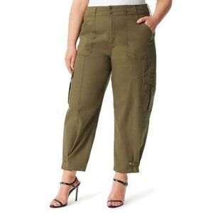 Jessica Simpson Womens Y2K PL 22W Cargo Low Rise Olive Pockets Tapered Leg Pants